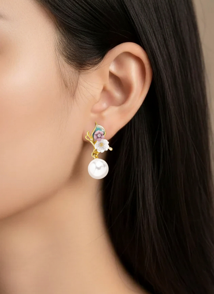 Plumvera World French Garden Pearls Earrings