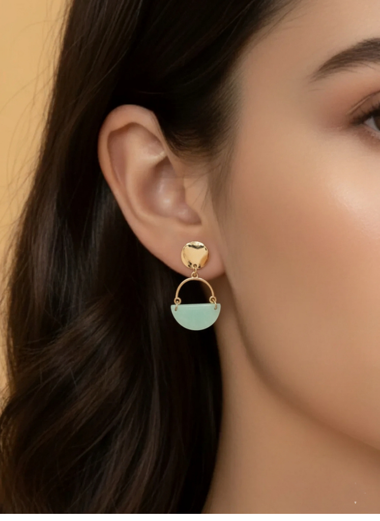 Plumvera World’s Gold Plated Geometric Shaped Acrylic Indo-Western Earrings